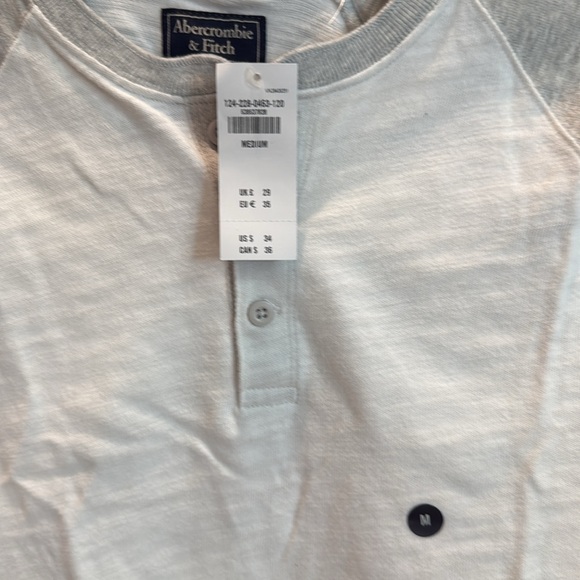 Abercrombie & Fitch Men's White and Gray Henley Shirt, Raglan Sleeve, Size M - Picture 6 of 6